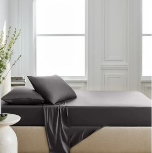 Quince Charcoal Bamboo Fitted Sheet Set Size FULL NEW